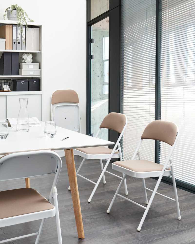 Beliani 4 sulankstomų kėdžių komplektas SPARKS Metalinis smėlio spalvos/baltas