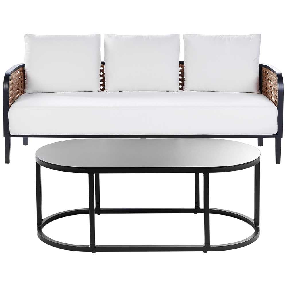 Sofa Beliani Sodo baldų komplektas su stalu 3 asmenims MONTEFALCO Metal Baltas