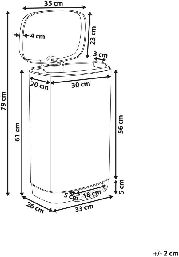 Beliani Atliekų dėžė su pedalu 30 L ECOCOLLECT metalinė juoda