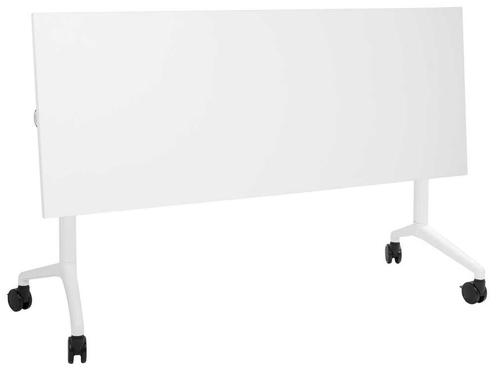 Beliani Sulankstomas rašomasis stalas CAVI, baltas, 160x60 cm, su ratukais