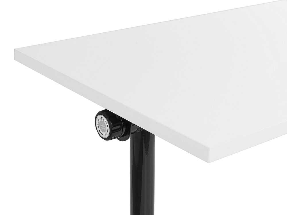 Beliani Sulankstomas rašomasis stalas CAVI baltas 120 cm 60 cm su ratukais