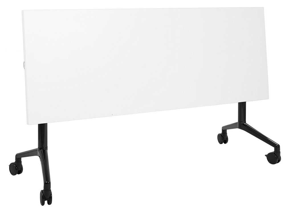 Beliani Sulankstomas rašomasis stalas CAVI Baltas 160 cm 60 cm su ratukais