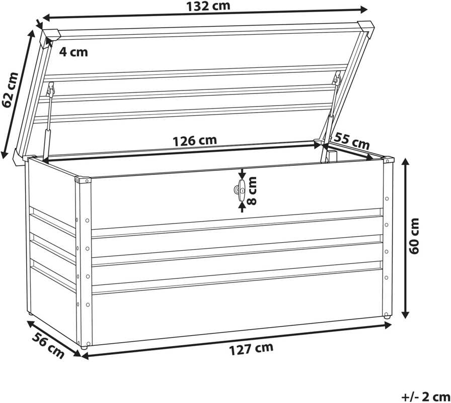 Beliani Sodo dėžė CEBROSA 132 cm 62 cm pilka