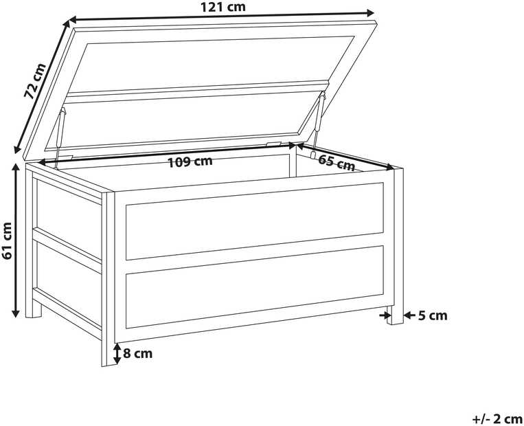 Beliani Sodo dėžė ACATE 121 cm 72 cm pilka