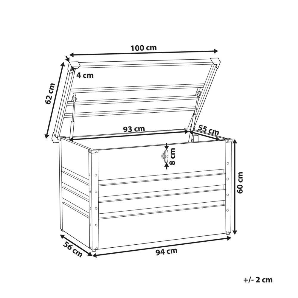 Beliani Sodo dėžė CEBROSA 100 cm 62 cm pilka