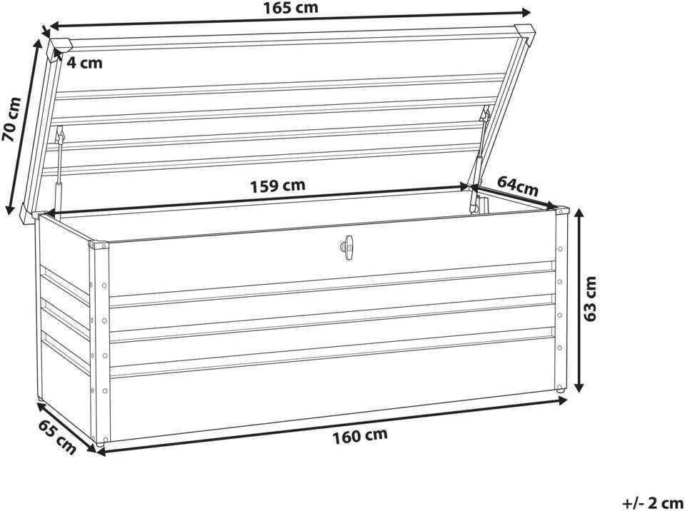 Beliani Sodo dėžė CEBROSA 165 cm 70 cm pilka