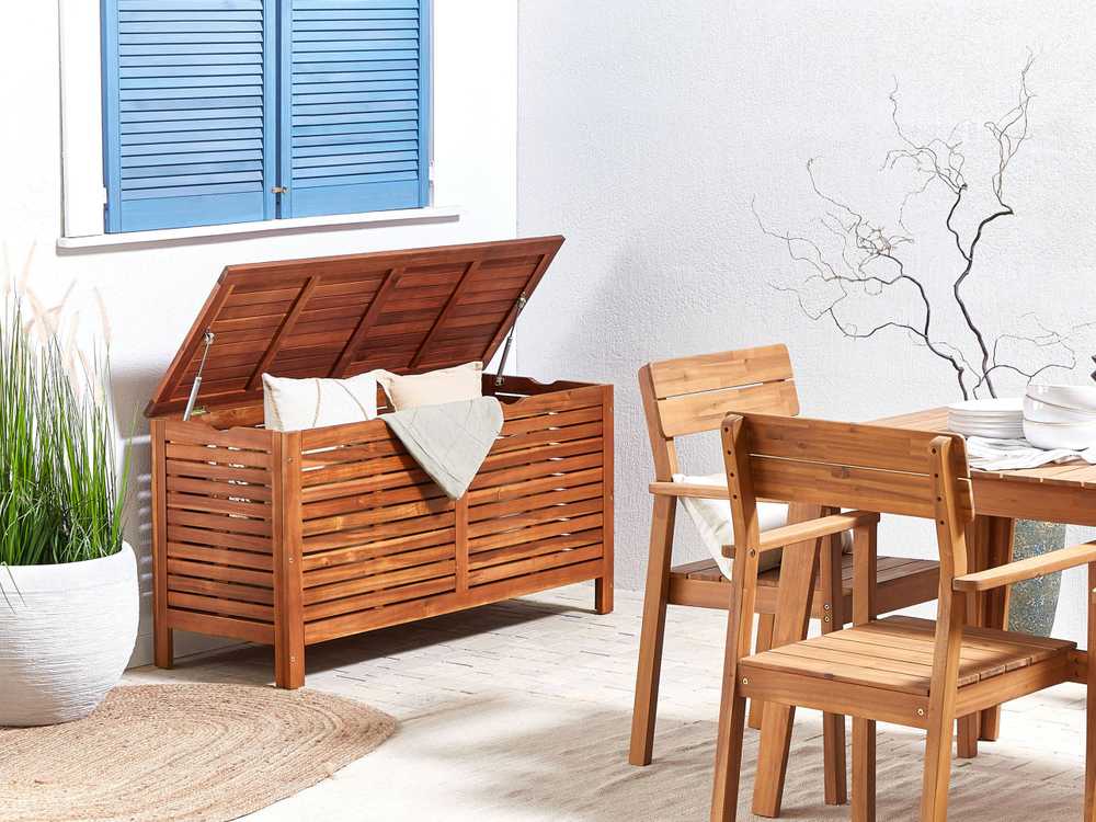 Beliani Sodo dėžė RIVIERA 130 cm 48 cm, ruda