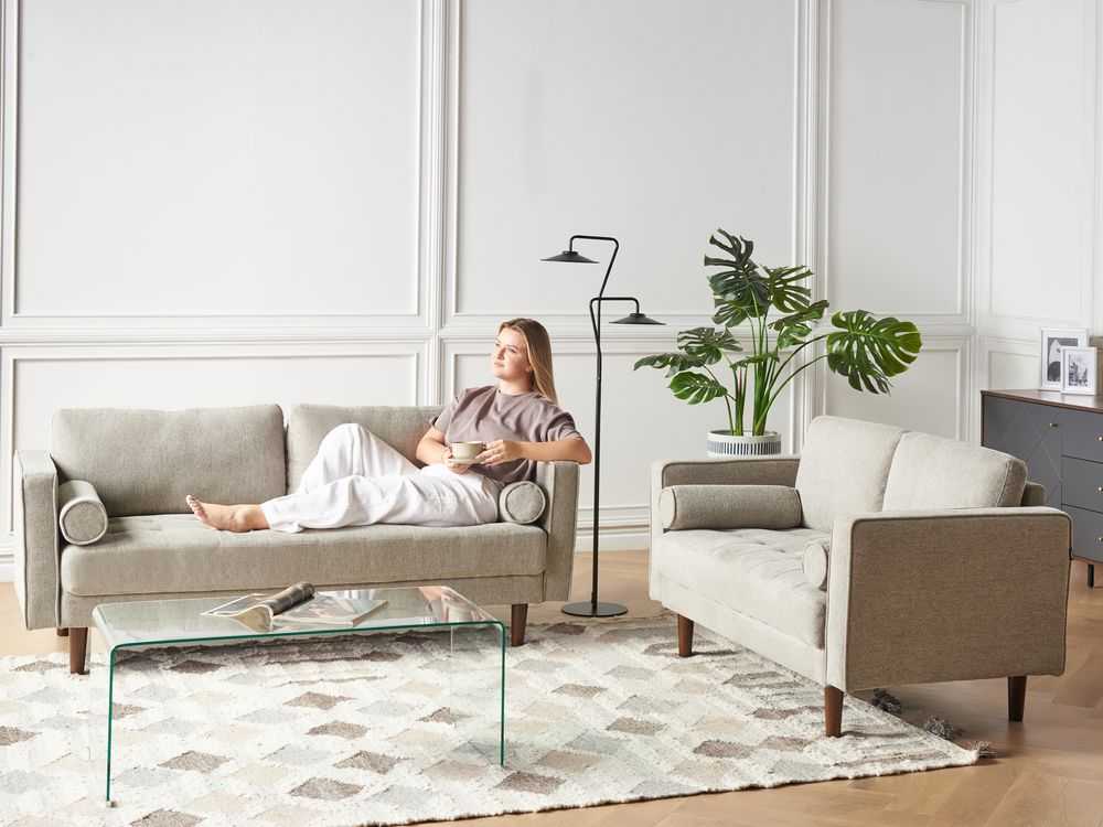 Beliani 2 vietų sofa NURMO, rudai pilka