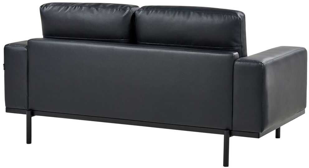 Beliani Dvivietė sofa SOVIK iš dirbtinės odos, juoda