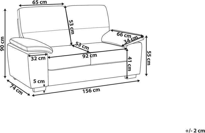 Beliani 2 vietų sofa VOGAR šviesiai smėlio spalvos