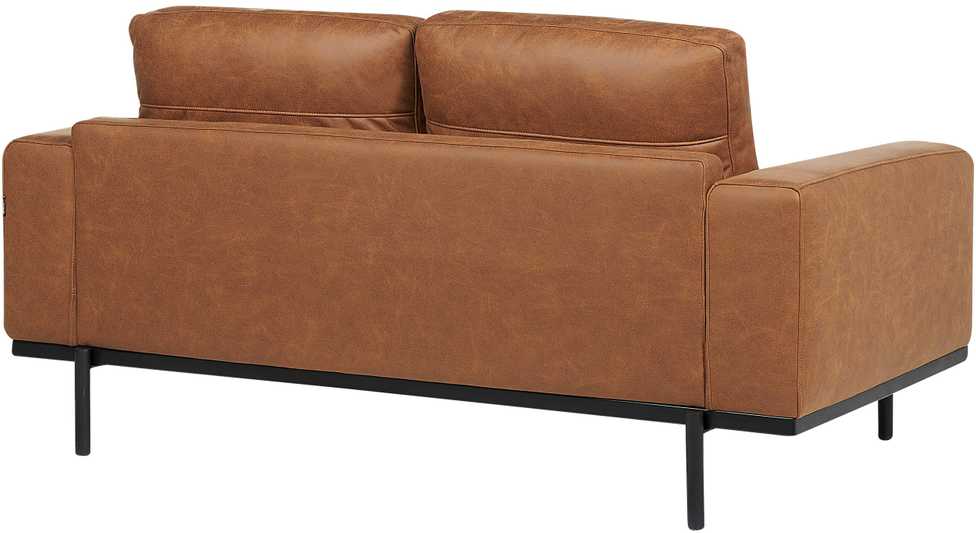 Beliani Dvivietė sofa SOVIK iš dirbtinės odos, ruda