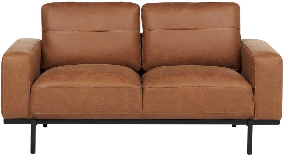 Beliani Dvivietė sofa SOVIK iš dirbtinės odos, ruda