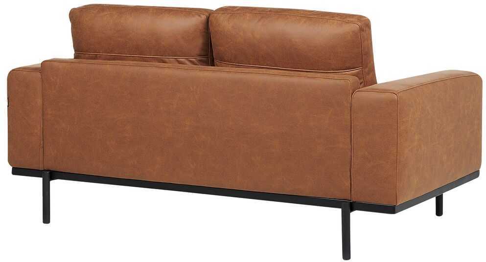 Beliani Dvivietė sofa SOVIK iš dirbtinės odos, ruda