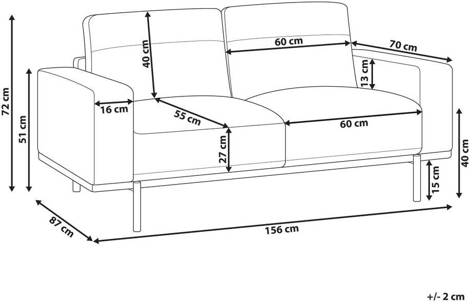 Beliani Dvivietė sofa SOVIK iš dirbtinės odos, ruda