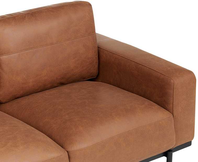 Beliani Dvivietė sofa SOVIK iš dirbtinės odos, ruda