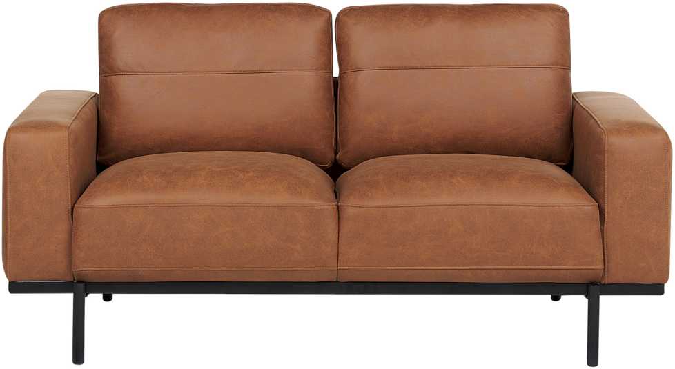 Beliani Dvivietė sofa SOVIK iš dirbtinės odos, ruda