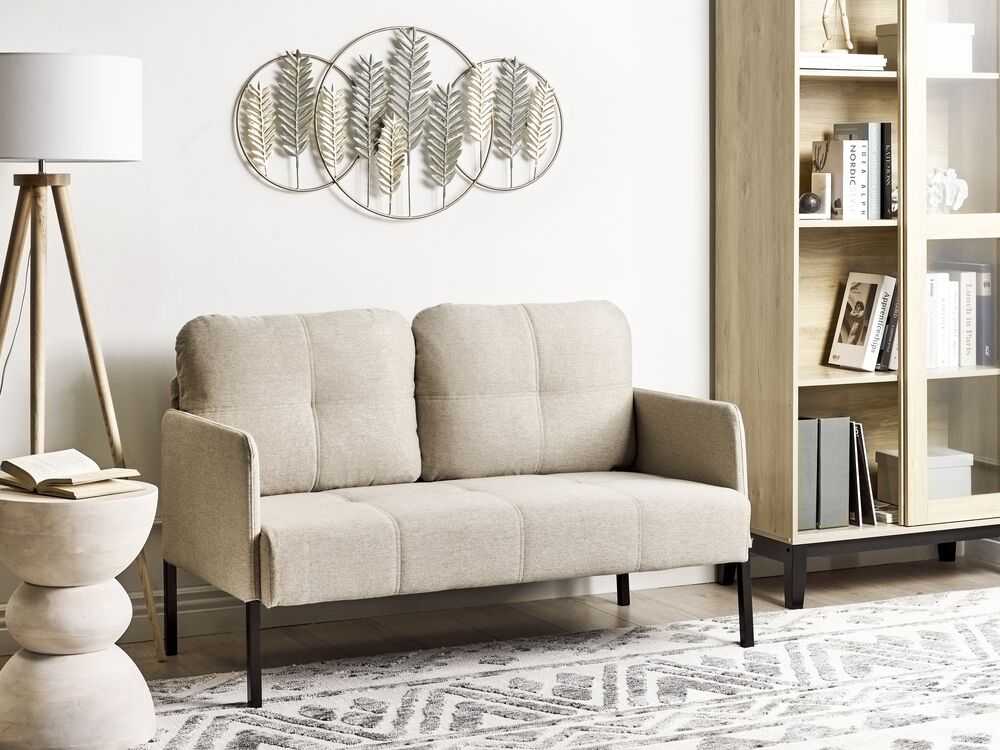 Beliani Dvivietė sofa LAHTI šviesiai smėlio spalvos