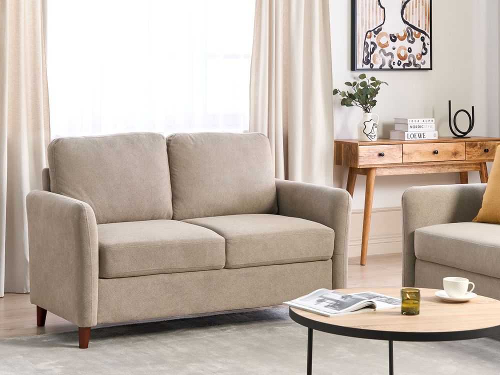 Beliani 2 vietų sofa MARE smėlio-pilkos spalvos su daiktadėže