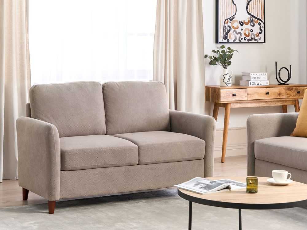Beliani 2 vietų sofa MARE smėlio-pilkos spalvos su daiktadėže