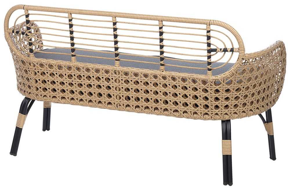 Sofa Beliani Sodo suoliukas su pagalve PRATELLO 122 cm, technorotangas, natūrali spalva