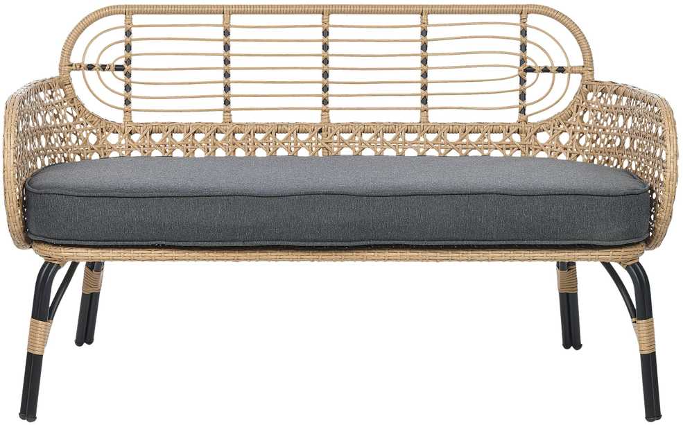 Sofa Beliani Sodo suoliukas su pagalve PRATELLO 122 cm, technorotangas, natūrali spalva