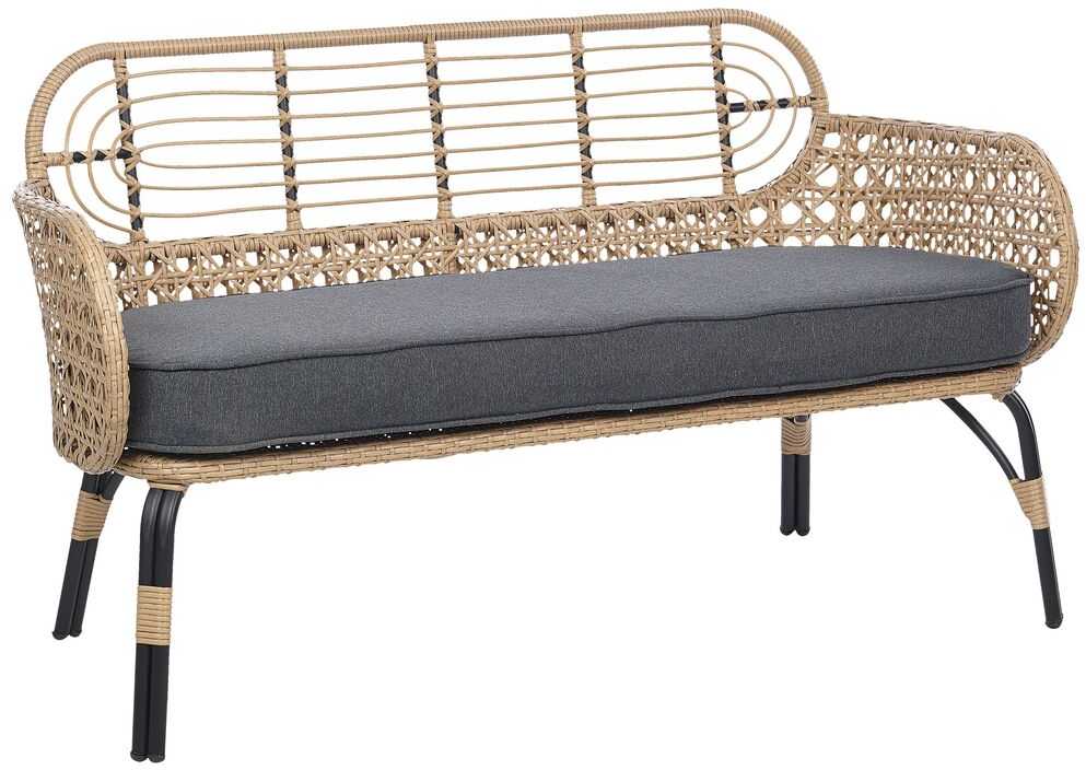 Sofa Beliani Sodo suoliukas su pagalve PRATELLO 122 cm, technorotangas, natūrali spalva
