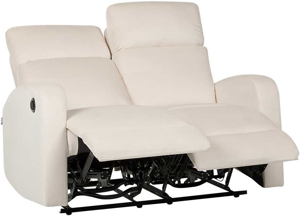 Beliani 2 vietų sofa su elektrine relaksacijos funkcija VERDAL, veliūrinė, smėlio spalvos