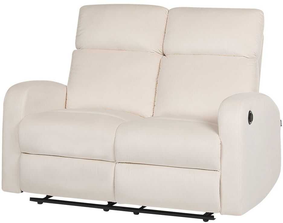 Beliani 2 vietų sofa su elektrine relaksacijos funkcija VERDAL, veliūrinė, smėlio spalvos