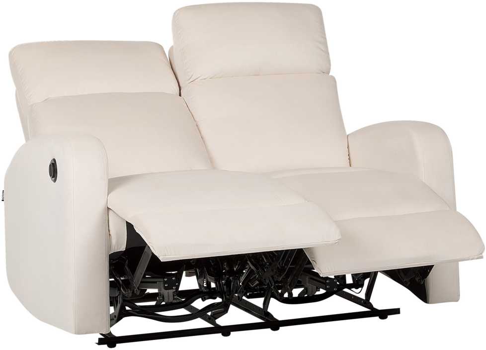Beliani 2 vietų sofa su elektrine relaksacijos funkcija VERDAL, veliūrinė, smėlio spalvos