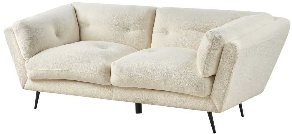 Beliani 3 vietų sofa LENVIK, buklė audinys, balta