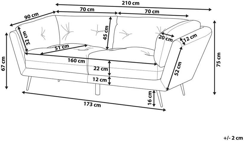 Beliani 3 vietų sofa LENVIK, buklė audinys, balta