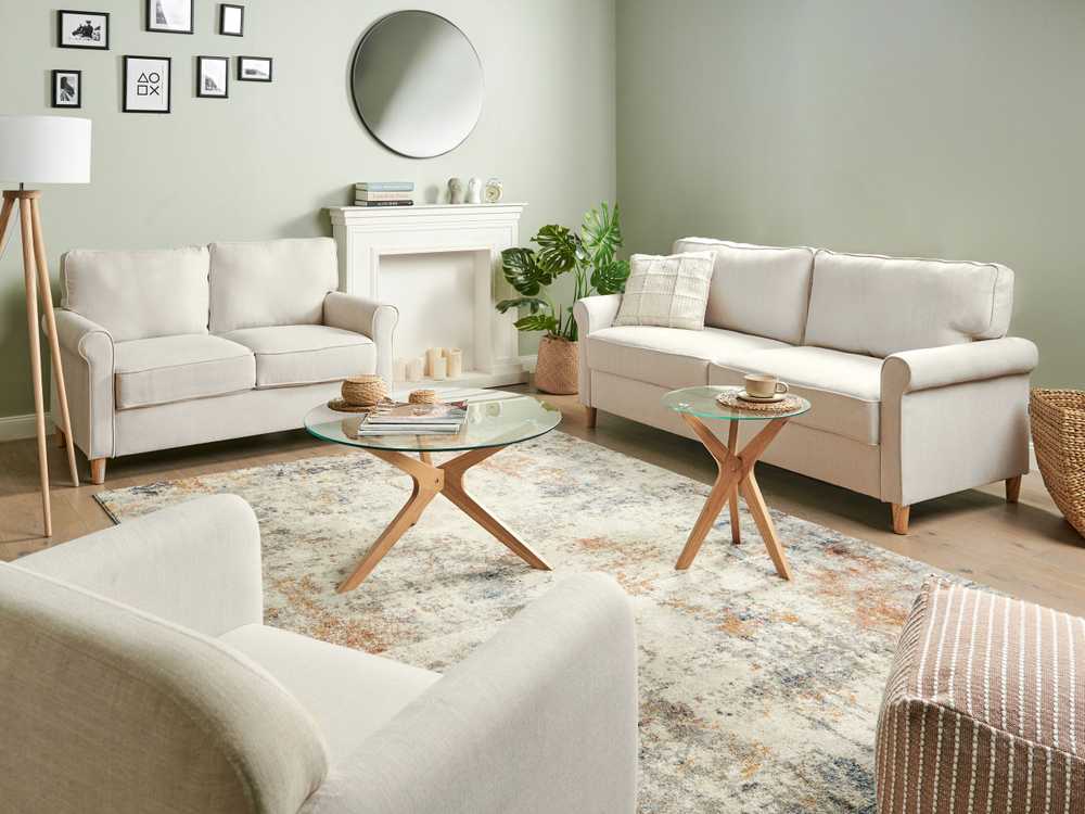 Beliani 3 vietų sofa RONNEBY smėlio spalvos