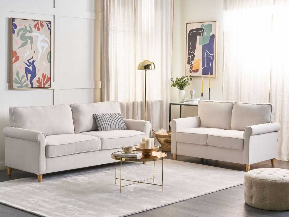 Beliani 3 vietų sofa RONNEBY smėlio spalvos