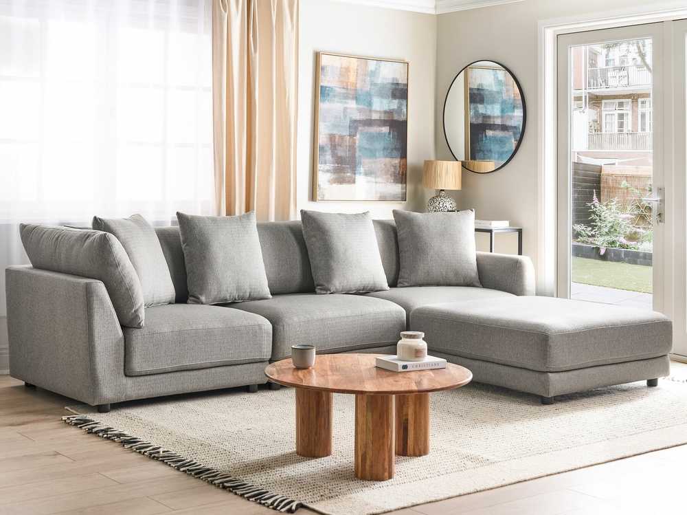 Beliani 3 vietų sofa SIGTUNA šviesiai pilka