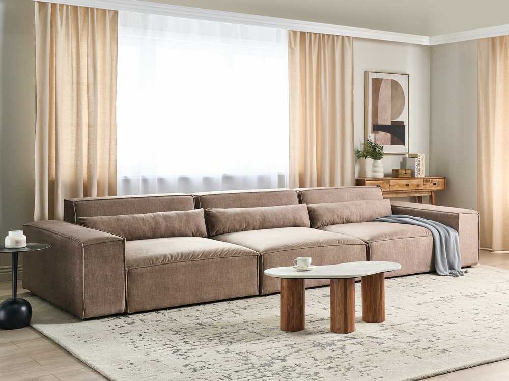 Beliani Trijų vietų modulinė sofa HELLNAR, šviesiai ruda