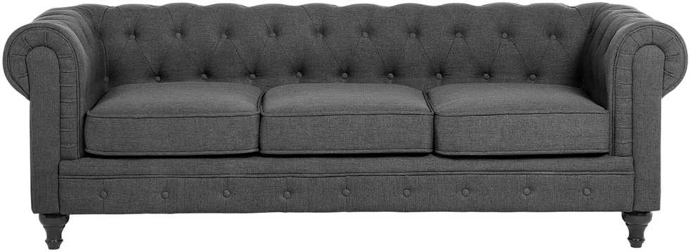 Beliani Trijų vietų sofa CHESTERFIELD Pilka
