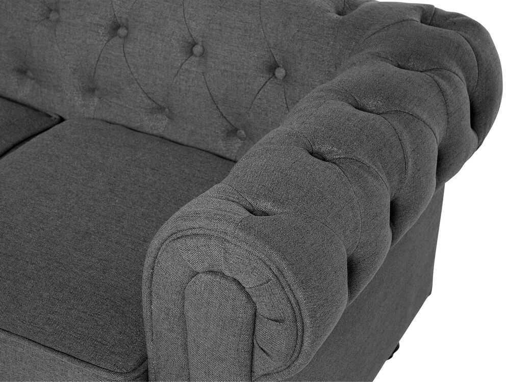 Beliani Trijų vietų sofa CHESTERFIELD Pilka