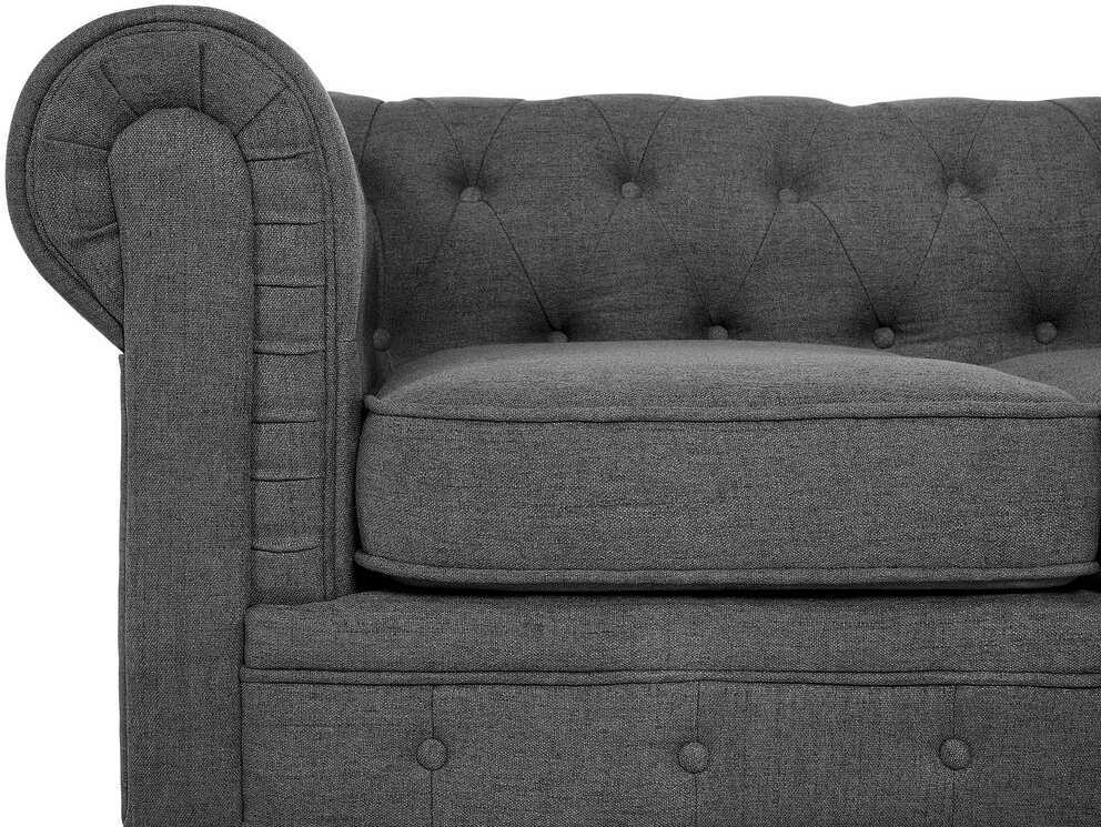 Beliani Trijų vietų sofa CHESTERFIELD Pilka