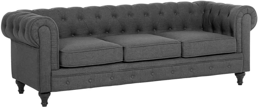 Beliani Trijų vietų sofa CHESTERFIELD Pilka
