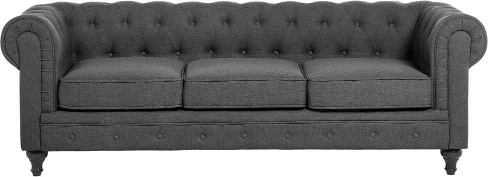 Beliani Trijų vietų sofa CHESTERFIELD Pilka