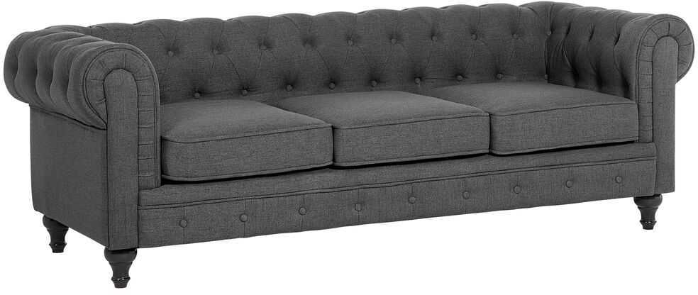 Beliani Trijų vietų sofa CHESTERFIELD Pilka