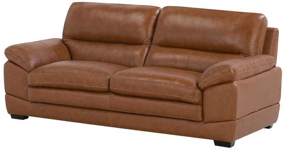Beliani Trivietė sofa HORTEN Natūrali oda Auksinė ruda