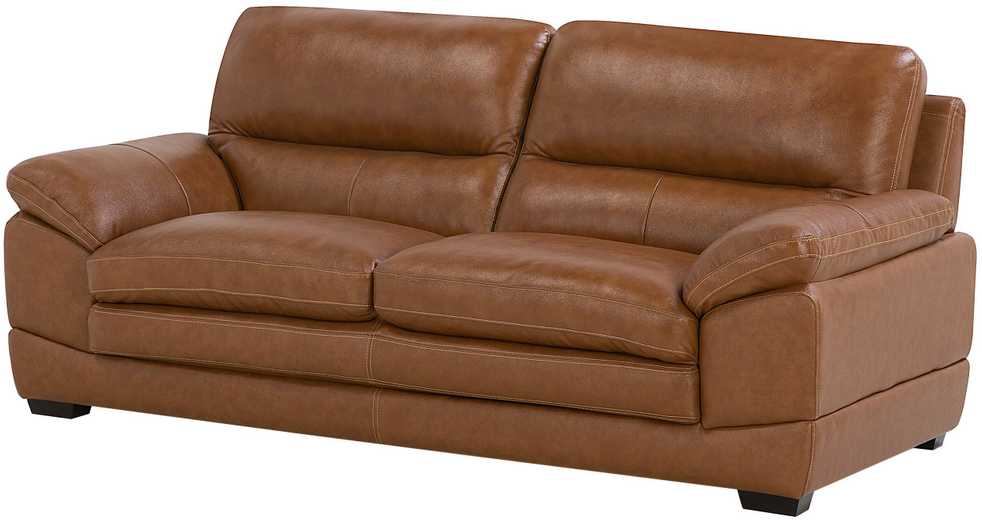 Beliani Trivietė sofa HORTEN Natūrali oda Auksinė ruda
