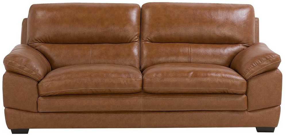 Beliani Trivietė sofa HORTEN Natūrali oda Auksinė ruda