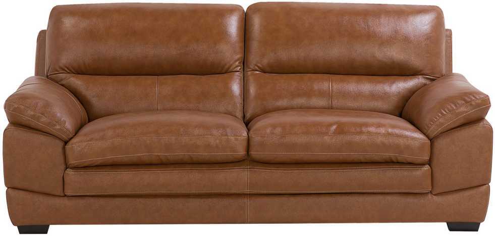 Beliani Trivietė sofa HORTEN Natūrali oda Auksinė ruda