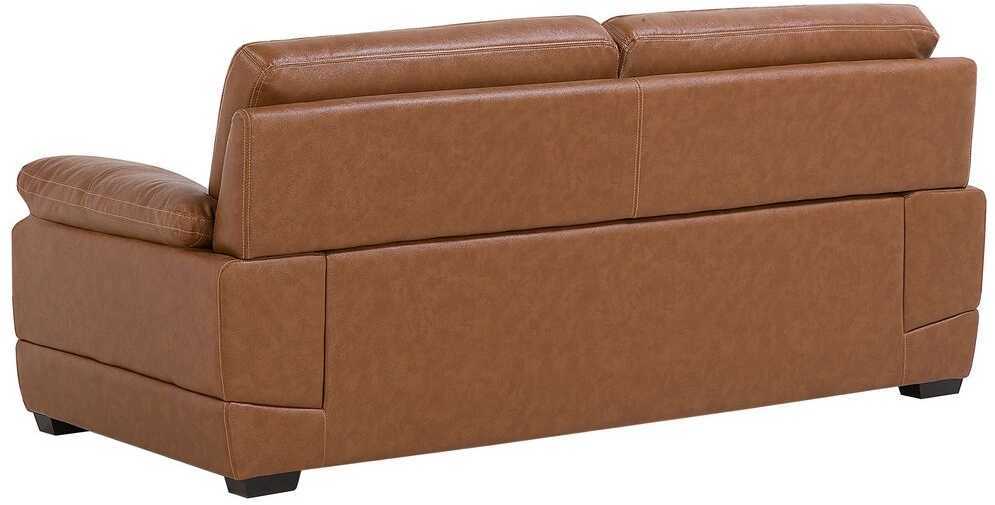 Beliani Trivietė sofa HORTEN Natūrali oda Auksinė ruda