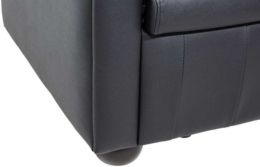 Beliani Trivietė sofa CHESTERFIELD Natūrali oda Juoda