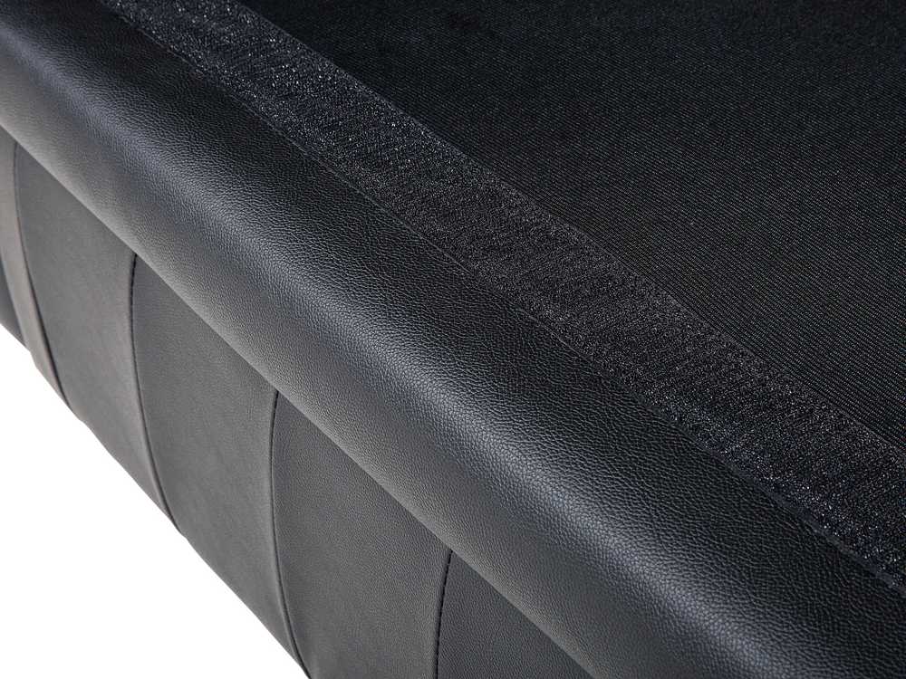Beliani Trivietė sofa CHESTERFIELD Natūrali oda Juoda