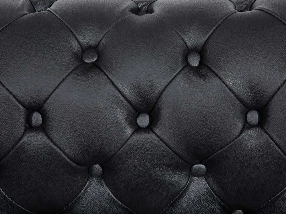Beliani Trivietė sofa CHESTERFIELD Natūrali oda Juoda