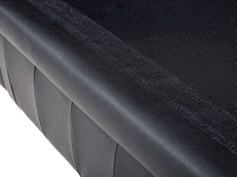 Beliani Trivietė sofa CHESTERFIELD Natūrali oda Juoda